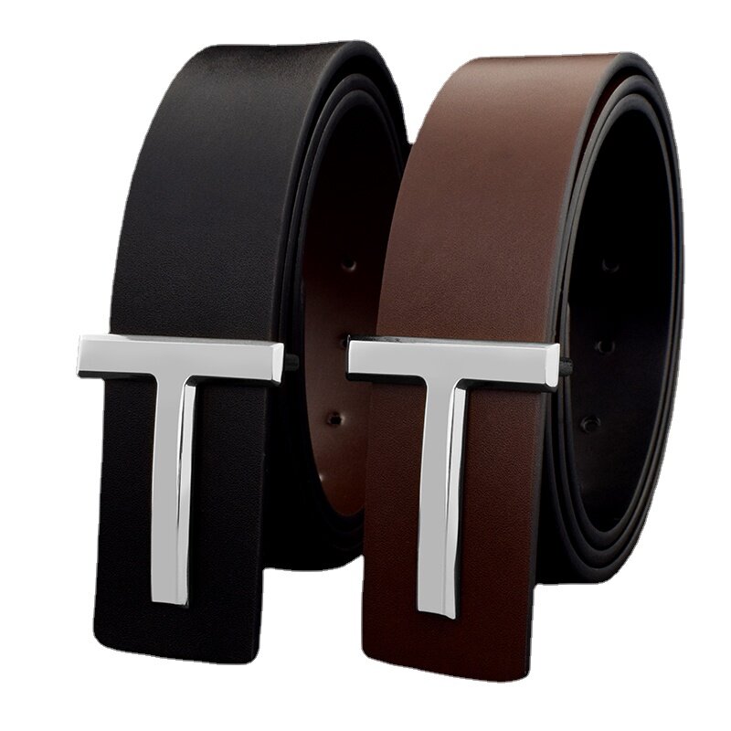 عالية الجودة مصمم أحزمة الرجال الموضة T رسالة فاخرة الشهيرة حزام جلد طبيعي الجينز الرسمي kaiskin الأسود حزام الخصر 3.7 سنتيمتر