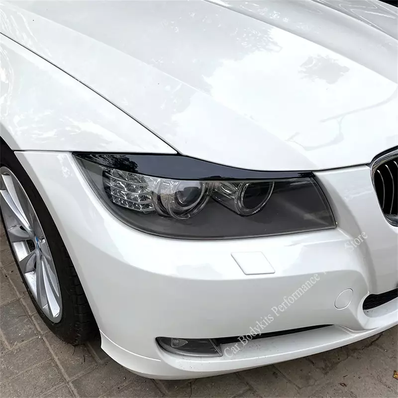 2 قطعة ABS لمعان المصباح الشر الحاجبين الجفون لسيارات BMW E90 E91 3 سلسلة 318i 320i 320d 325i 330i 330d 2005-2012 ملصقات ثلاثية الأبعاد