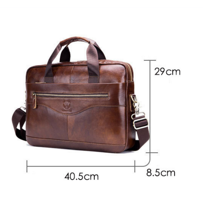 حقيبة جلدية أصلية للرجال ، حقائب كتف ، حقيبة يد للعمل المكتبي ، حقيبة كمبيوتر محمول 14"