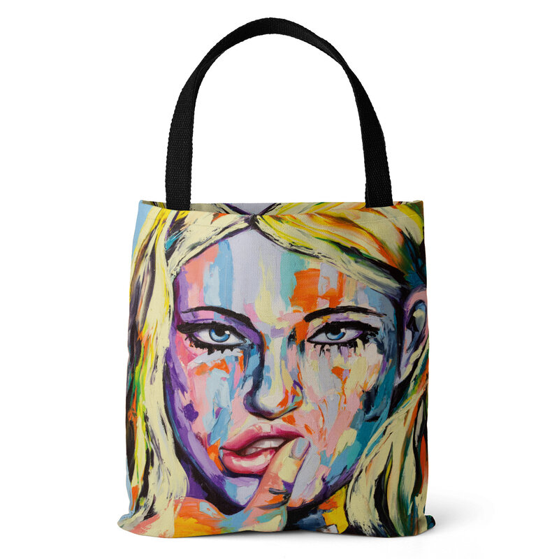 ملصق الوجه تصميم حقيبة هدية حقيبة يد الموضة حقيبة يد سعة كبيرة للتسوق حقائب السيدات حقيبة تسوق يمكن أن يكون شخصية
