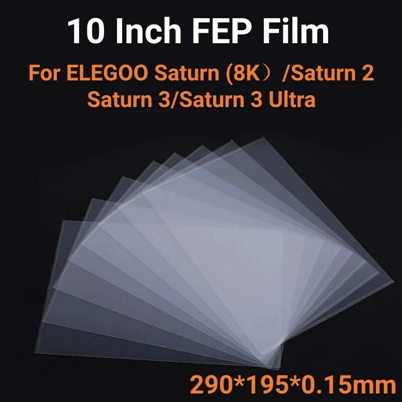 5 قطع من فيلم FEP 10 بوصة 290*195 ملليمتر لطابعات 3D من الراتنج الأشعة فوق البنفسجية 0.15 ملليمتر ELEGOO Saturn 3 Series Saturn 2 - أوراق إطلاق FEP LCD