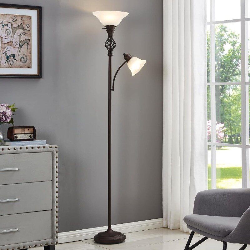 مصباح أرضي LED قائم على التورشيير لغرفة المعيشة ، مصباح قراءة لغرفة النوم ، غطاء زجاجي