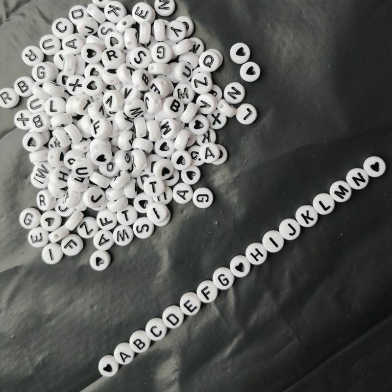 50JB 1200 قطعة A-Z حرف الأبجدية القلب الأبيض الخرز الاكريليك المستديرة لتقوم بها بنفسك صنع المجوهرات