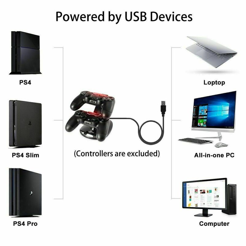 ل PS4 بلاي ستيت4 تحكم مزدوج USB شاحن LED حوض محطة شحن حامل