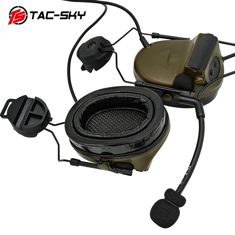 سماعة رأس تكتيكية TAC -SKY COMTAC II مع مهايئ للسكك القماشية للحماية من السمع سماعات أذن مانعة للضوضاء سماعات أذن للرماية