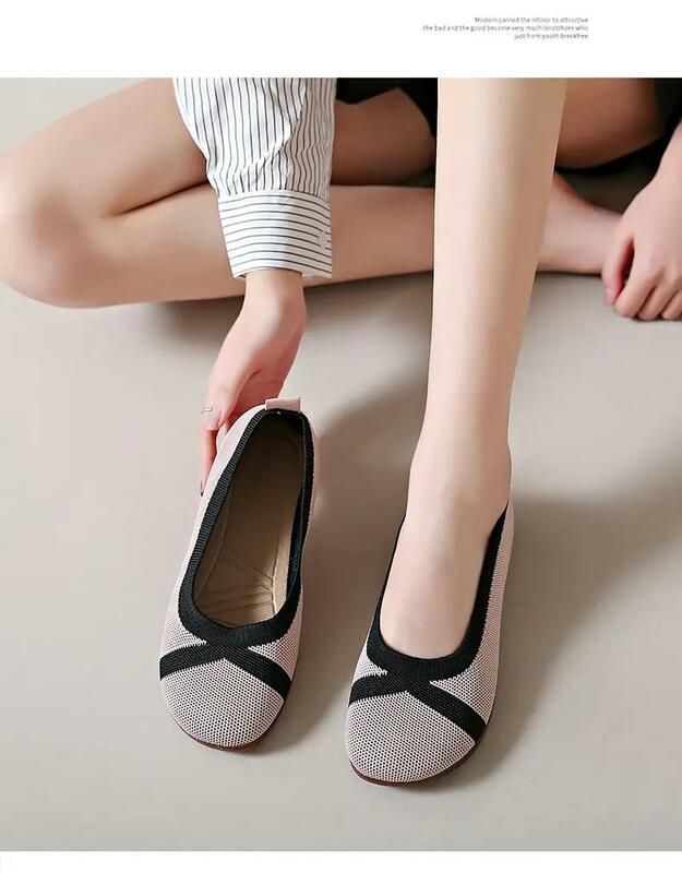 حذاء مسطح غير رسمي للنساء ، مانع للإنزلاق ، نعل مسطح ، ناعم ، جيد التهوية ، خفيف ، قديم ، جديد ، الربيع ، الصيف
