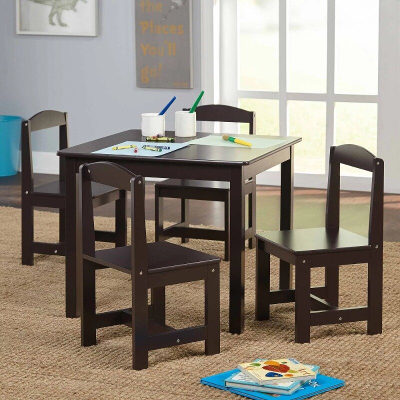 TMS هايدن-طقم طاولة وكراسي للأطفال ، بني طقم مكتب وكرسي ، 5 قطعة