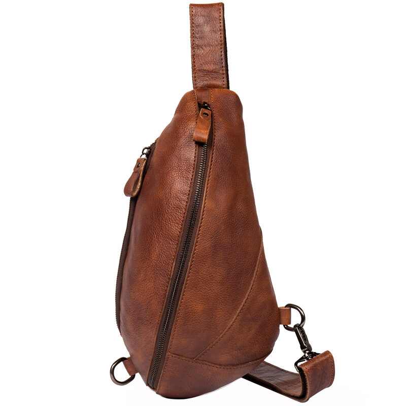 حقيبة الصدر الجلدية للرجال ، حقيبة رسول صغيرة ، حقيبة الكتف في الهواء الطلق ، طبقة عادية ، الاتجاه الرجعية ، والأزياء