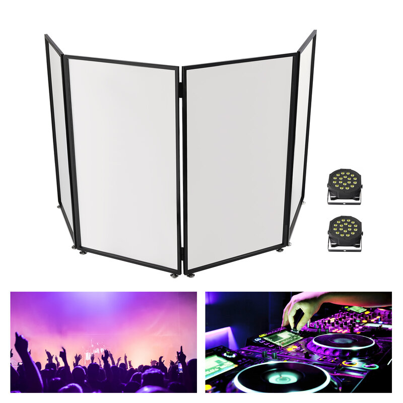 المحمولة DJ الحدث واجهة الإطار المعدني ، 4-لوحة كشك ، حقيبة ، سكريم ، أسود أو أبيض ، 2 الاسمية أضواء
