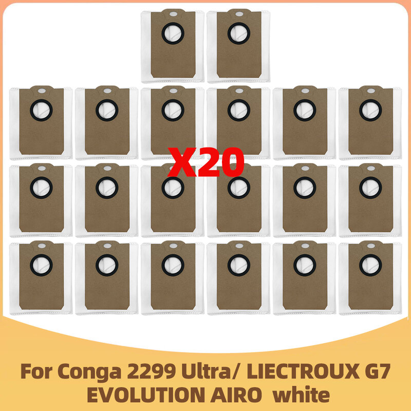 حقيبة الغبار المتوافقة مع Cecotec Conga 2299 Ultra Home X-Treme Genesis/ LIECTROUX G7/ EVOLUTION AIRO الأبيض, قطع غيار روبوت المكنسة الكهربائية.