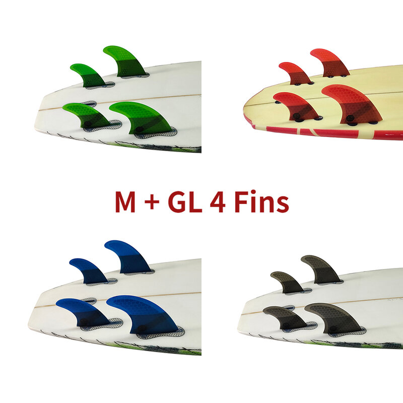 M + GL لوح تزلج رباعي الزعانف UPSURF FCS 2 الزعانف أداء العسل الألياف الزجاجية تصفح الزعانف تصفح لحاف 4 ألوان