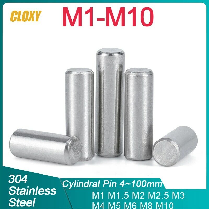 M1 M1.5 M2 M2.5 M3 M4 M5 M6 M8 M10 أسطواني دبوس تحديد وتد 304 فولاذ مقاوم للصدأ مثبت رمح قضيب صلب GB119 4 ~ 100 مللي متر