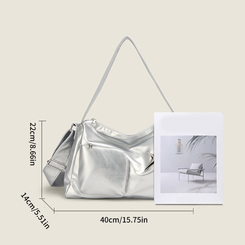 بسيطة عارضة حمل حقيبة جلدية حقيبة الكتف Y2K نمط حقيبة يد حقيبة العمل