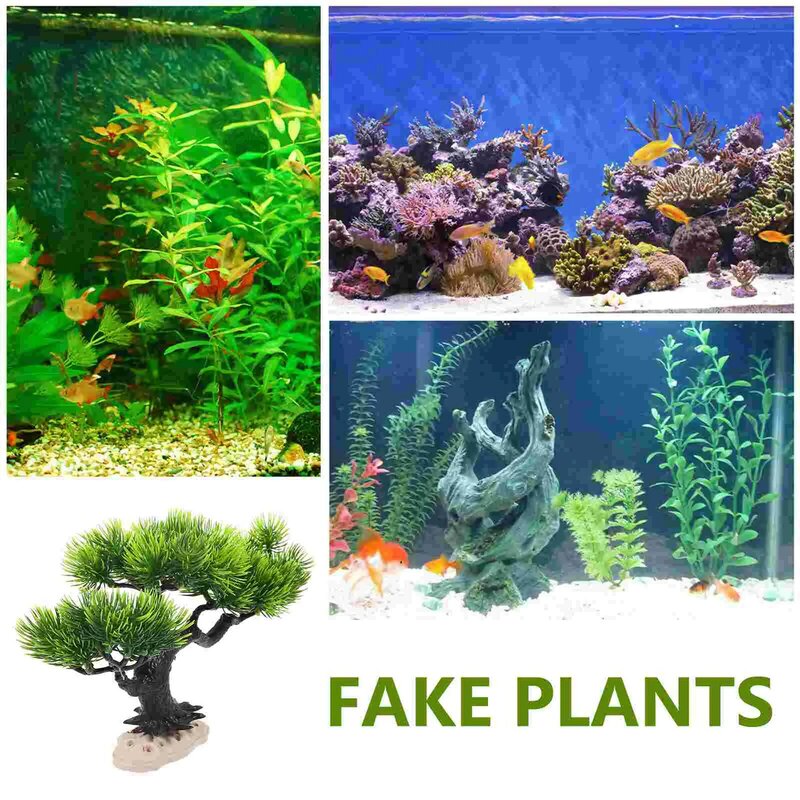 زخرفة شجرة حوض السمك نابض بالحياة ، نباتات زينة ، ديكور لخزانات الأسماك وحوض السمك