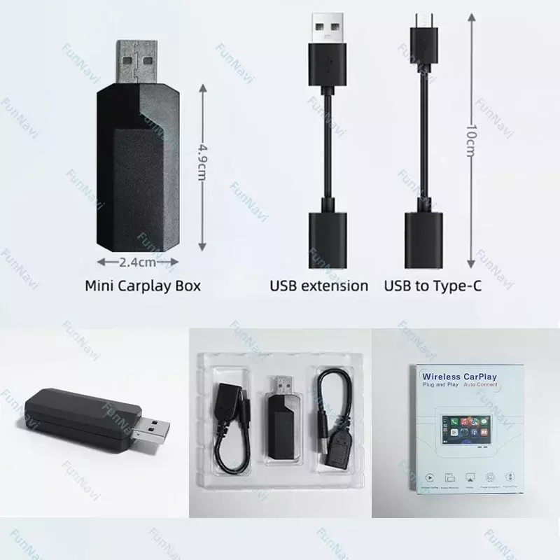 محول كاربلاي لاسلكي سلكي ، ستيريو سيارة OEM مع قابس USB والتشغيل ، اتصال تلقائي للهاتف الذكي