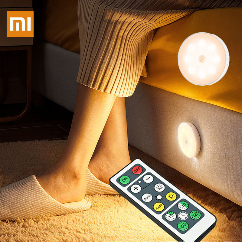 مصباح ليلي ليد لاسلكي من xiom مع مستشعر حركة ، ضوء خافت ، USB قابل لإعادة الشحن ، غرفة نوم ، جانب السرير ، المطبخ ، إضاءة الخزانة