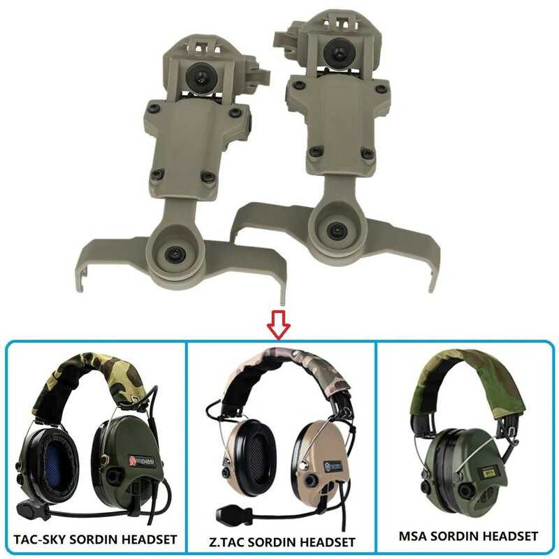 سماعة رأس Airsoft مزودة بخوذة على شكل قوس ومحول لسماعة رأس MSA SORDIN تكتيكية لحماية السمع سماعات حماية للأذن والرماية