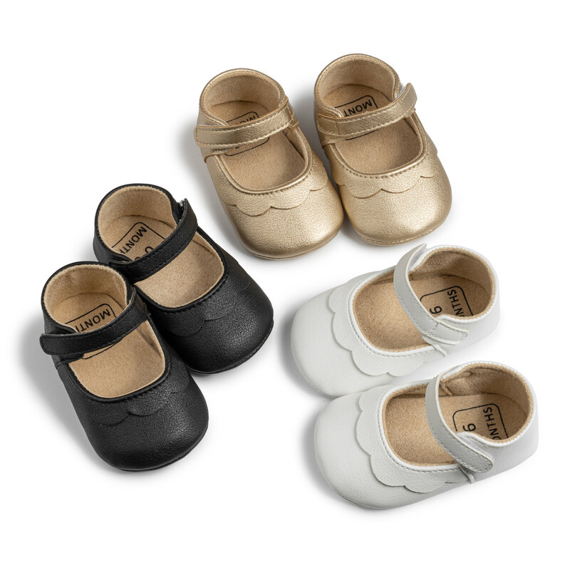 KIDSUN-حذاء بنعل مطاطي غير قابل للانزلاق من جلد البولي يوريثان لحديثي الولادة ، أحذية برنسيس للأطفال البنات ، مشوا لأول مرة للأطفال الصغار ، 0-18 شهرًا ، 2024