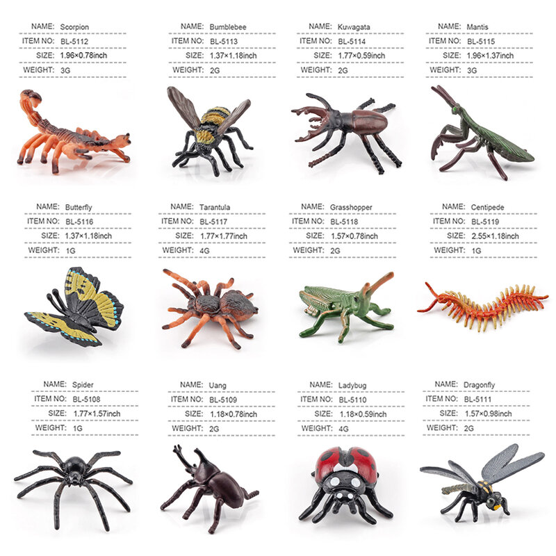 حزمة من 12 الحشرات البق أرقام التعليمية تماثيل صغيرة على شكل حيوانات الأطفال التفاعلية مجموعة ألعاب ملحق المدرسة الفصول الدراسية