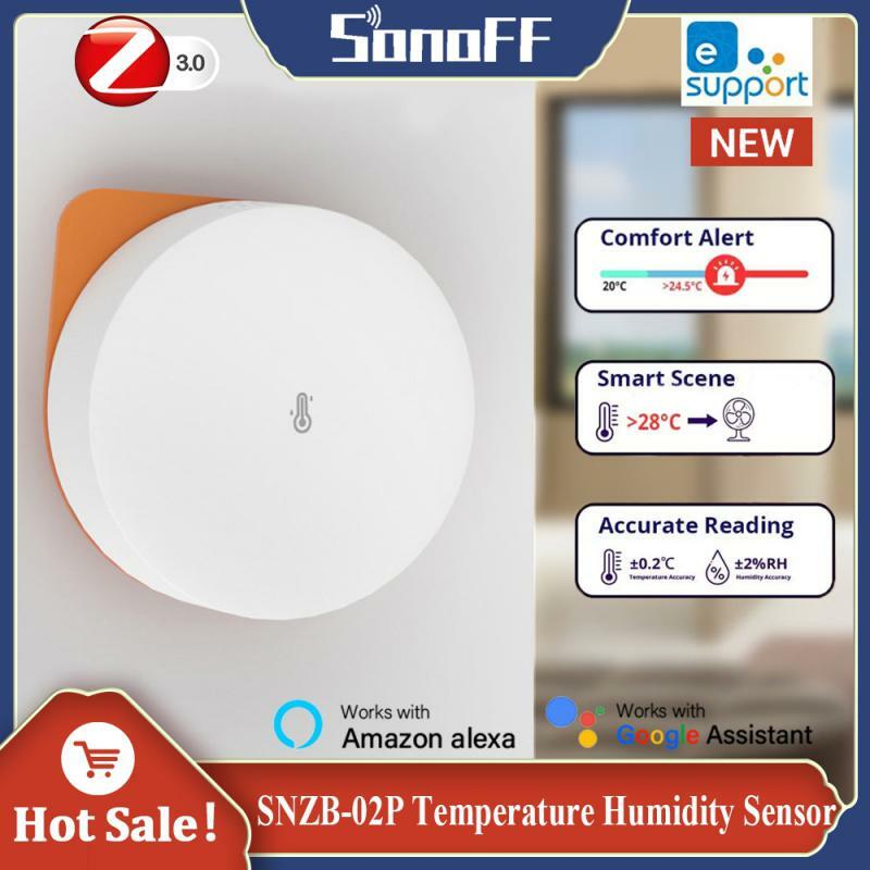 جهاز استشعار درجة الحرارة والرطوبة ذكي SONOFF ، SNZB-02P ، زيجبي ، المشهد الذكي ، تطبيق Ewelink ، التحكم عبر أليكسا ، مساعد Google Home
