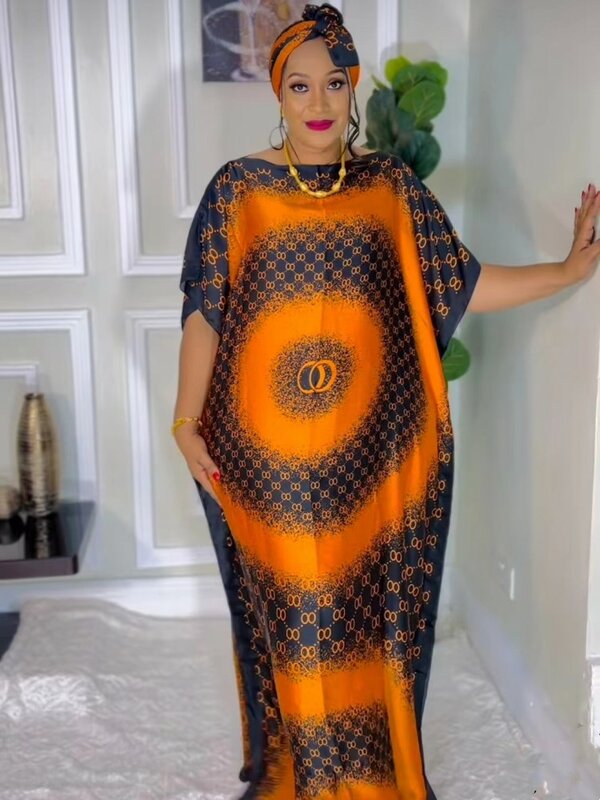 عباية-فستان أفريقي طويل مع وشاح للنساء ، مقاس حر ، تصميم مطبوع ، فضفاض ، كبير الحجم ، دبي ، داشيكي ، موضة جديدة ، 2023