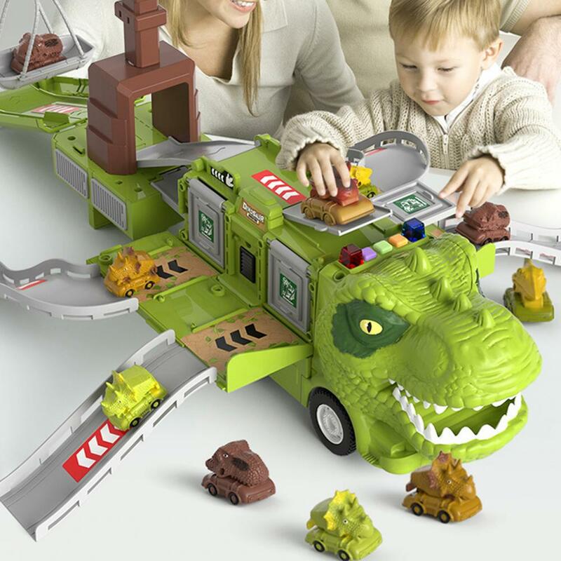 مجموعة سيارة لعبة ديناصور للأولاد ، مركبة هندسية ، شاحنة ديناصور لعبة ، رافعة منزلقة ، سيارة صغيرة ، حامل سلة البناء