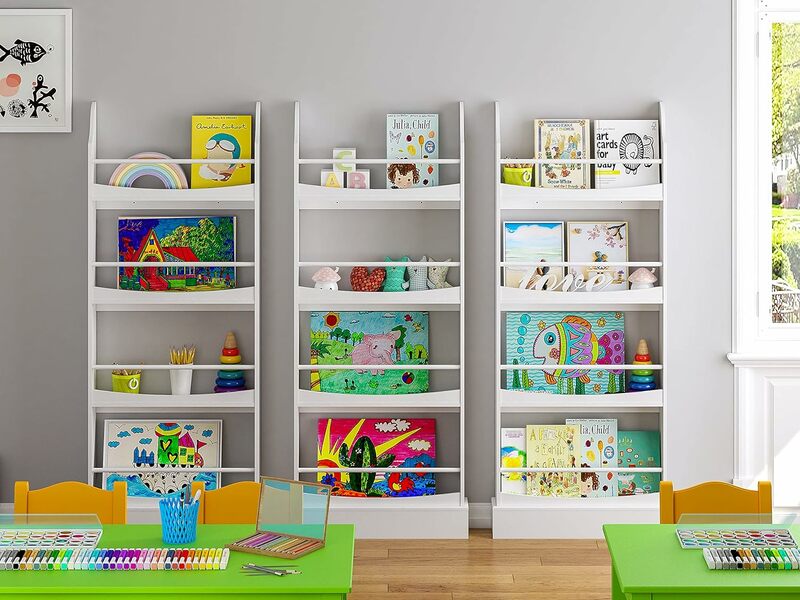 رف كتب للأطفال من UTEX والتخزين ، رف خزانة كتب ، حائط لغرفة النوم ، دراسة ، غرفة معيشة ، أبيض ، 4 طبقات