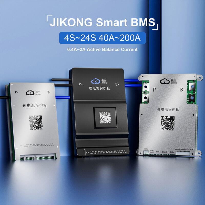JK BMS الذكية JIKONG BMS مع 1A التوازن النشط BT التطبيق ، RS485 ، يمكن 2S-24S ، 40A-200A ، LiFePO4 ليثيوم أيون بطارية LTO