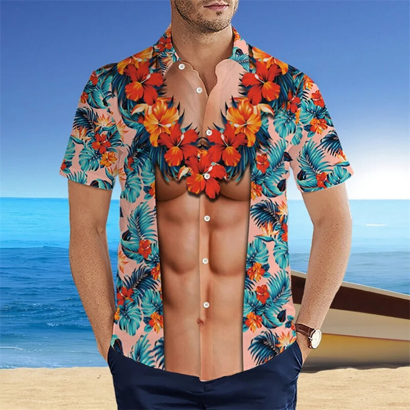 الرجال بطة الأزهار طباعة قمصان الشاطئ ، بلوزة طية صدر بين الجنسين ، هاواي الدعوة ، عارضة الموضة ، الصيف