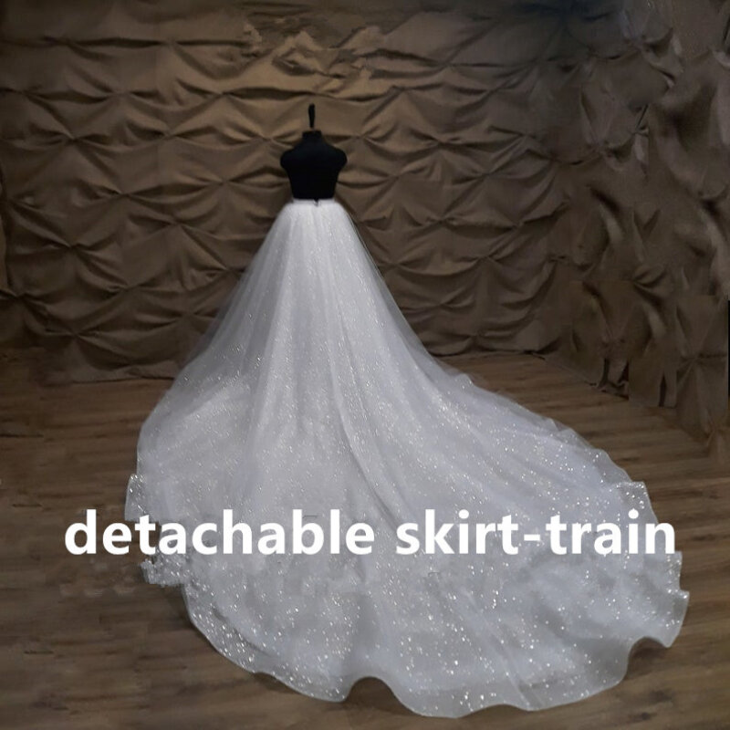350 سنتيمتر طويل في الظهر الزفاف انفصال تنورة-قطار ، تنورة الزفاف ، لامع تول تنورة بريق فستان الزفاف انفصال قطار