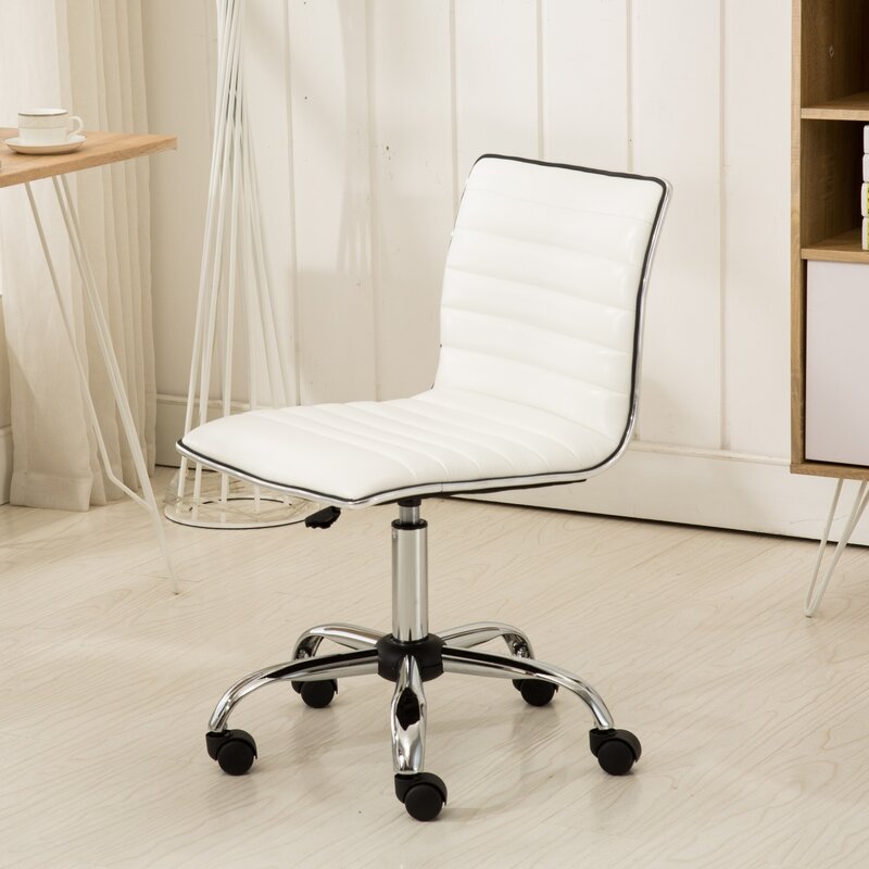 كرسي مكتب أبيض من الكروم قابل للتعديل ، وظيفة رفع الهواء ، تصميم عصري ومريح ، مريح للمنزل والمكتب