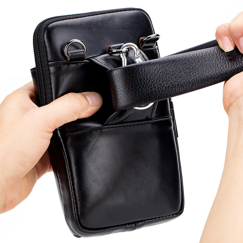 الموضة الرجال جلد طبيعي الخصر حزم الهاتف الحقيبة أكياس الخصر حقيبة الذكور صغيرة الصدر الكتف حزام حقيبة صغيرة ل 6.5 "الهاتف