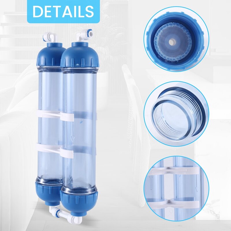 جهاز تنقية المياه لنظام التناضح العكسي ، خرطوشة T33 ، غطاء ذاتي الصنع ، زجاجة فلتر صدفية ، 4 تركيبات ، 2 ،