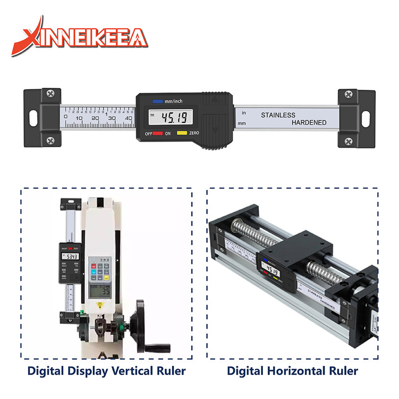 فرجار رقمي عالي الدقة 4CR13 ستانلس ستيل أفقي عمودي شاشة ديجيتال مسطرة قياس مدى 100 200 300 400 مللي متر