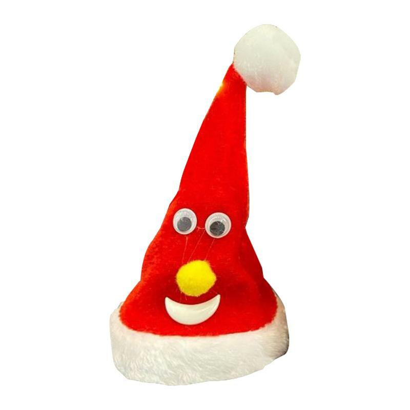 قبعة عيد الميلاد الكهربائية القطيفة للأطفال ، الغناء متوهجة ، سوينغ ، الموسيقى ، قبعات عيد الميلاد لشجرة عيد الميلاد ، لعب الاطفال هدية