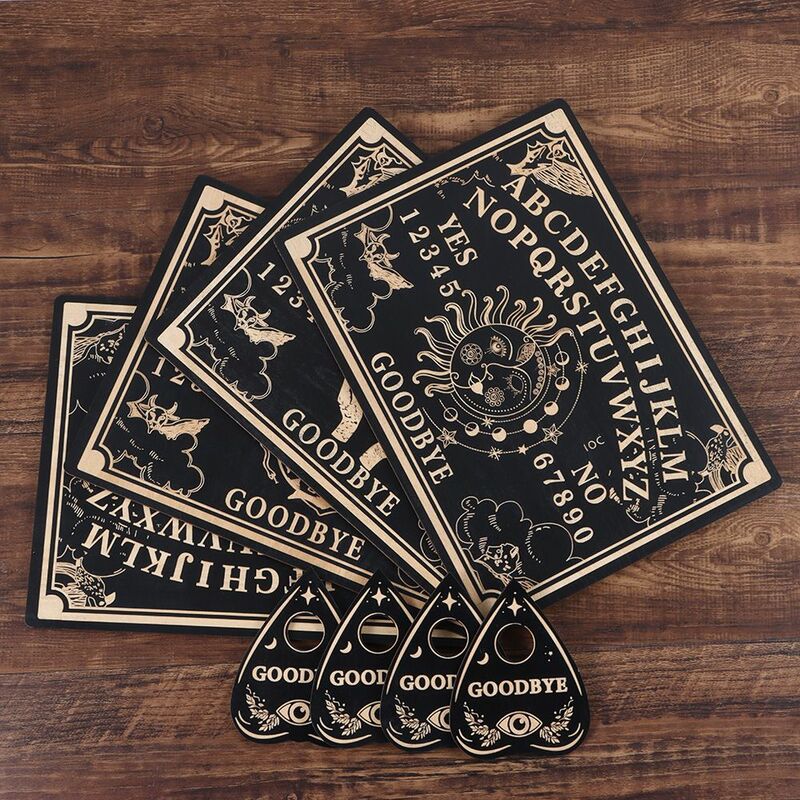 لوحة بندول خشبية منقوشة لوحة سحرية Ouija لوحة رسالة ميتافيزيقية مجموعة لوحة البندول الساحرة فن ديكور المنزل
