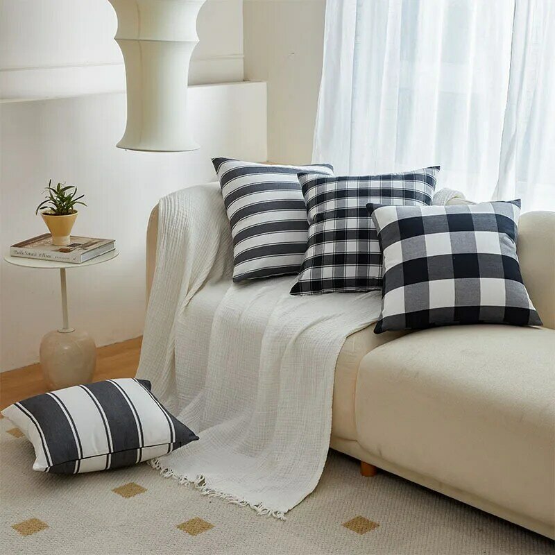 القطن المخدة بسيطة شبكة منقوشة نمط غطاء وسادة مريحة ل أريكة السرير سيارة غرفة المعيشة 45x45 سنتيمتر الوسائد الزخرفية