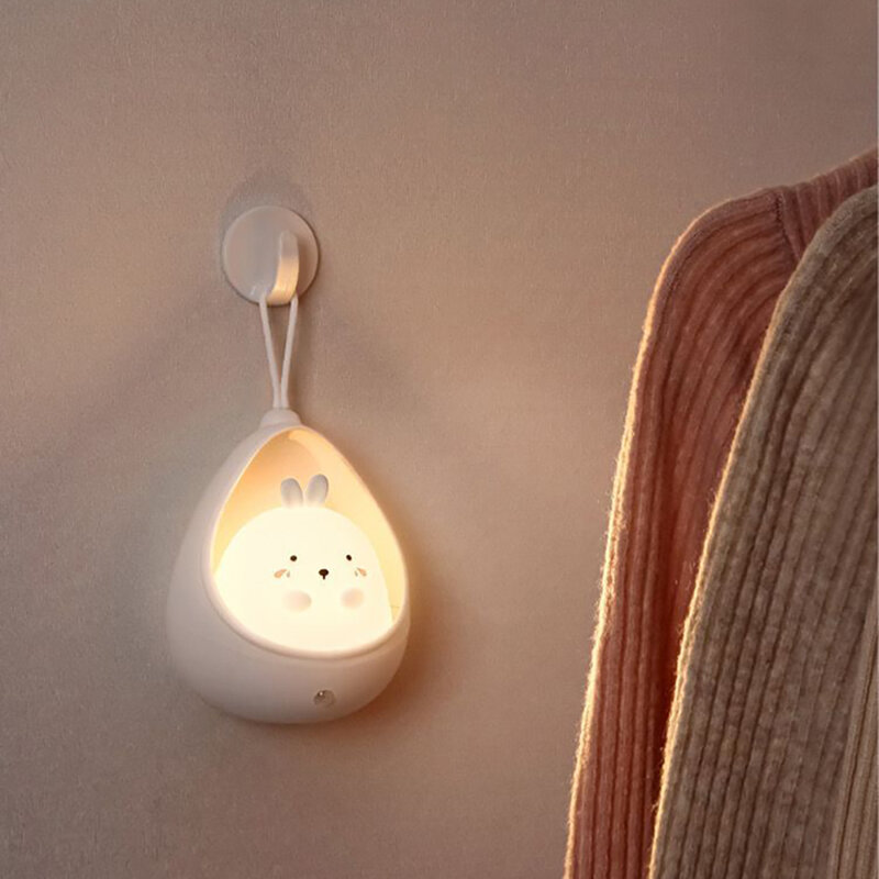 LED ضوء الليل الاستشعار التحكم لطيف الحيوان الإنسان التعريفي مصباح للأطفال الاطفال غرفة نوم USB قابلة للشحن سيليكون الجدار أضواء