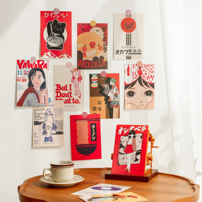 اليابانية Showa Vintage فتاة الكرتون بطاقة بريدية لطيف صور الدعائم غرفة خلفية الجدار الإبداعية Kawaii بها بنفسك Kawaii 30 ورقة ملصق مجاني