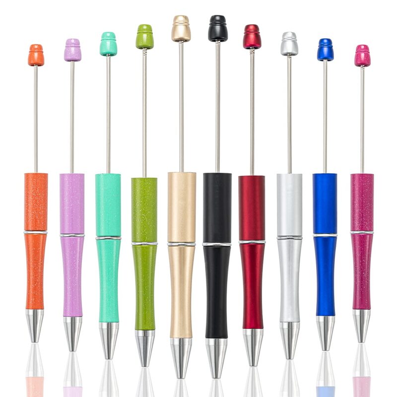 40 قطعة أحدث لون مطرز قلم حبر جاف أقلام بلاستيكية الخرز اليدوية مطرز أقلام المعلم هدية اللوازم المكتبية المدرسية