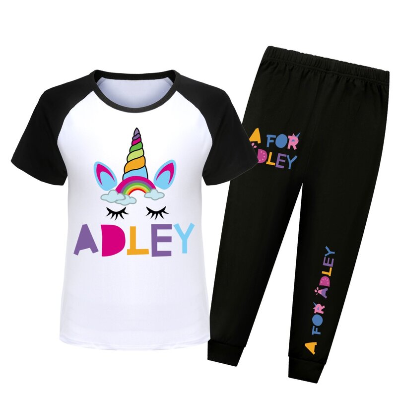 مجموعة ملابس Adley للأطفال ، تي شيرت وشورت بأكمام قصيرة ، بدلات رياضية غير رسمية للأطفال الصغار ، بدلات أطفال ، الصيف ، 2 * *