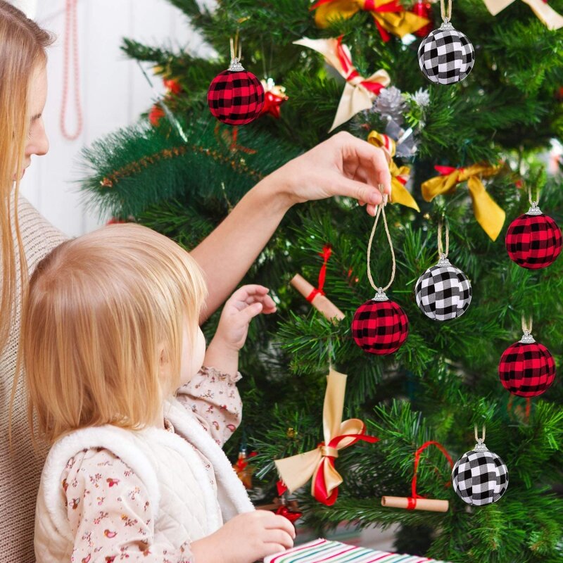 عيد الميلاد منقوشة كرات النسيج ، شجرة عيد الميلاد الحلي ، معلقة شجرة المعلقات ، نويل ، 24 قطعة ، 2024 قطعة