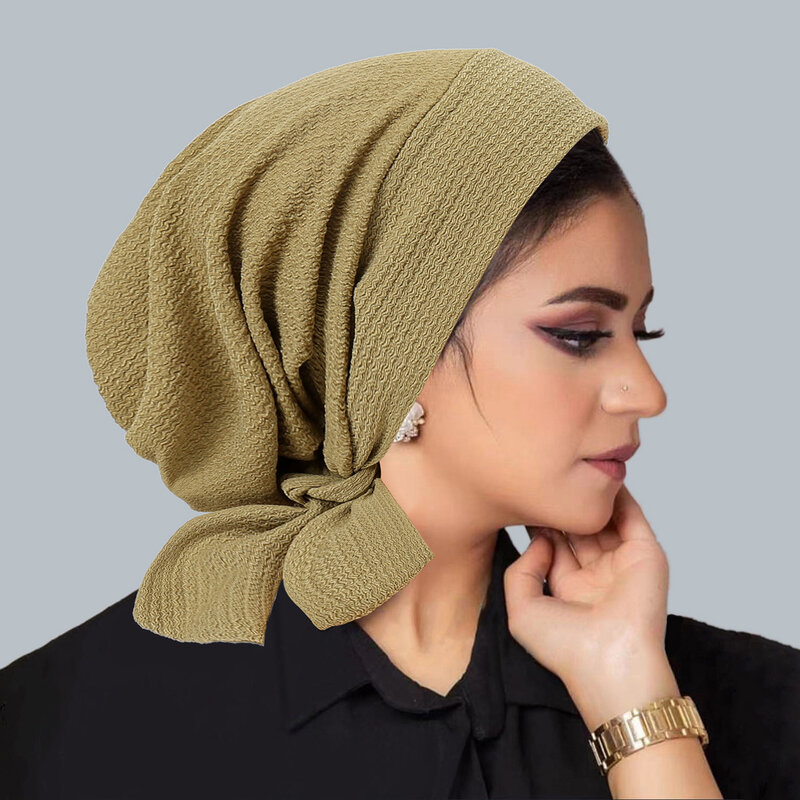 قبعة عمامة إسلامية مربوطة مسبقًا للنساء ، وشاح رأس ، قبعة صغيرة ، غطاء رأس ، تساقط الشعر ، لف الرأس ، غطاء كيميائي ، عقال ، عمامة ، جديدة
