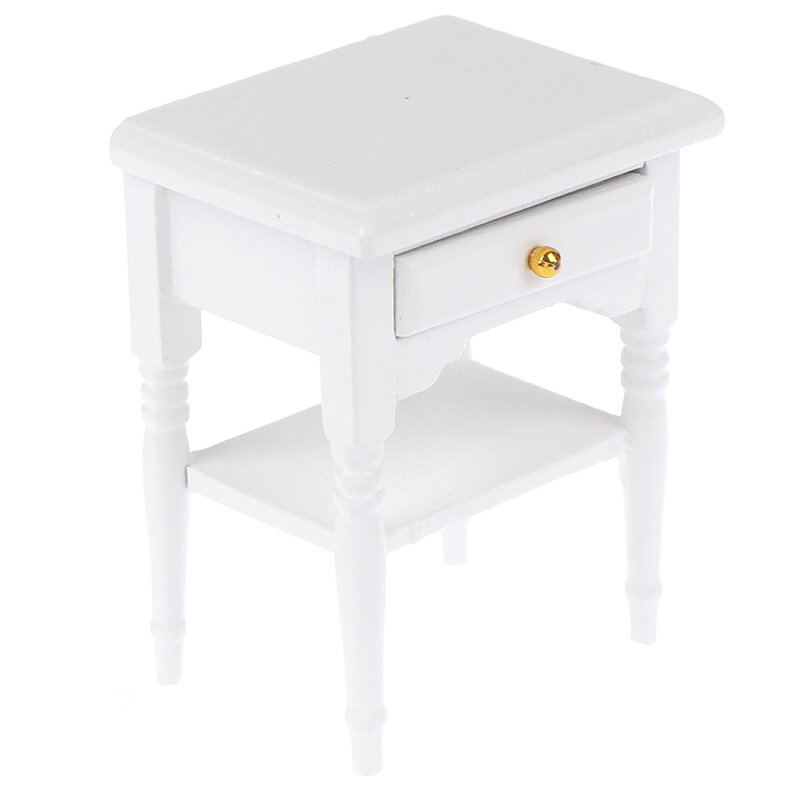 1Pc 1:12 Dollhouse Miniature Furniture Bedside Cupboard Cabinet Handcrafted Bedside Table Furniture Model Doll House Room Decor