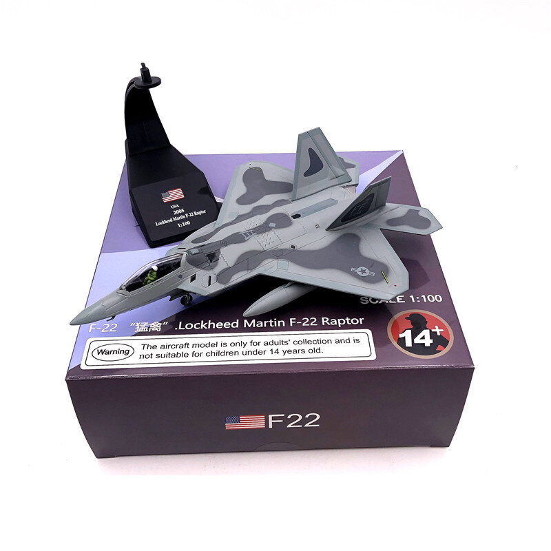 جايسون توتو 1/100 مقياس سبيكة مقاتلة F-22 سلاح الجو الأمريكي طائرة F22 دييكاست نموذج انخفاض الشحن