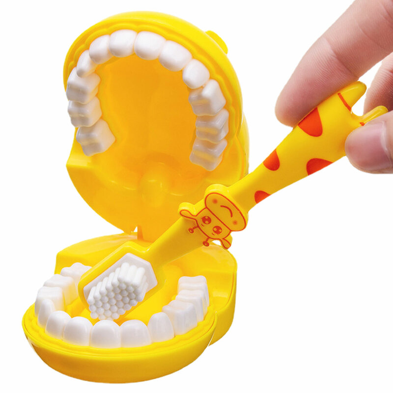 الأسنان بالفرشاة لعب للأطفال الصغار لطيف الزرافة التعليم المبكر الكرتون الأسنان بالفرشاة اللعب صحية عادة زراعة دور اللعب