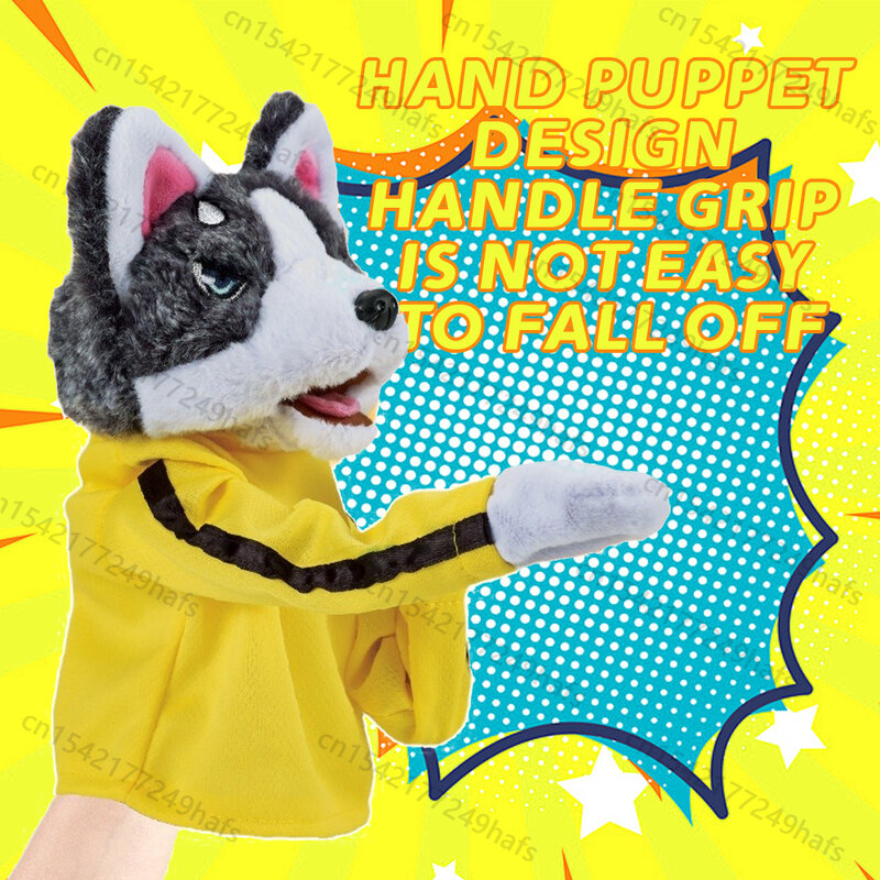 لعبة كلب ملاكمة حيوانات محشوة ، لعبة دمية يدوية تفاعلية ، قفاز إصبع دمية ، دمية قطيفة ، أداء أجش ، هدية لطيفة