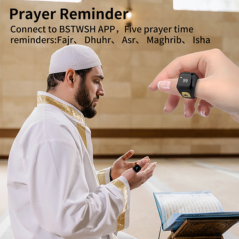 حلقة عداد حصيلة ذكية للمسلمين ، Zik Tasbeeh الرقمية ، 5 تذكير وقت الصلاة ، تذكير بلوتوث
