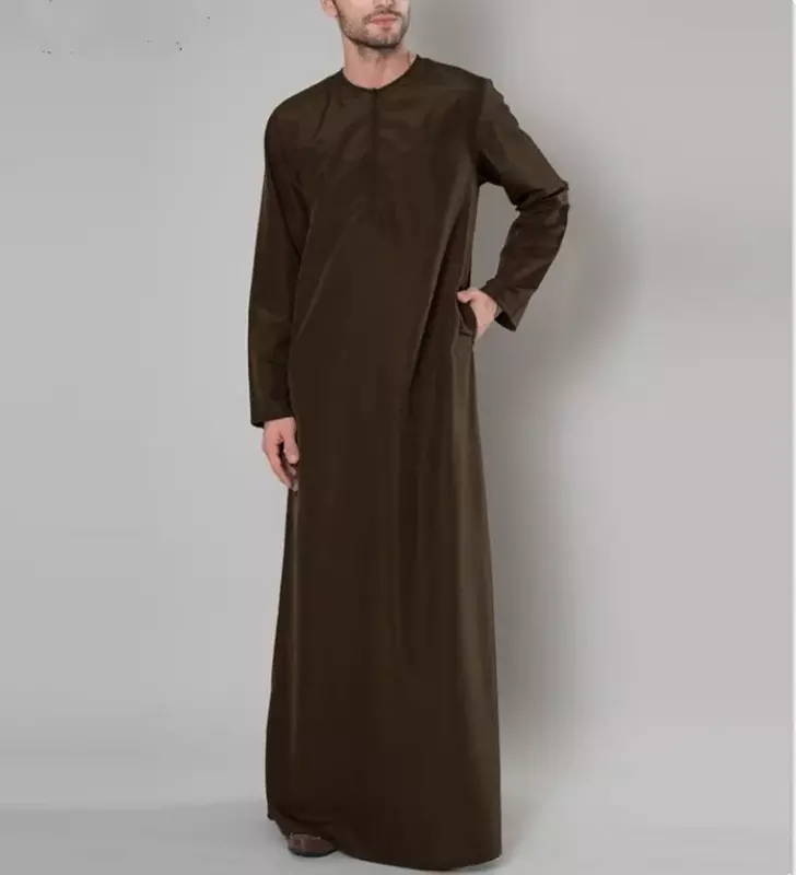 رداء رجالي مسلم ثوب فضفاض جوبا ثوب عربي سعودي ثوب قفطان إسلامي ملابس صلاة مع سحاب رداء ملابس غير رسمية