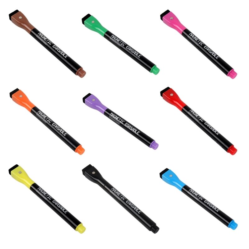 مجموعة أقلام وممحاة للسبورة البيضاء، قلم تحديد للمسح الجاف، قلم ذو طرف رفيع، قلم تحديد للألواح البيضاء 24BB